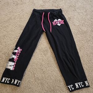 NYC Black and Pink Women's Sweatpant Capris